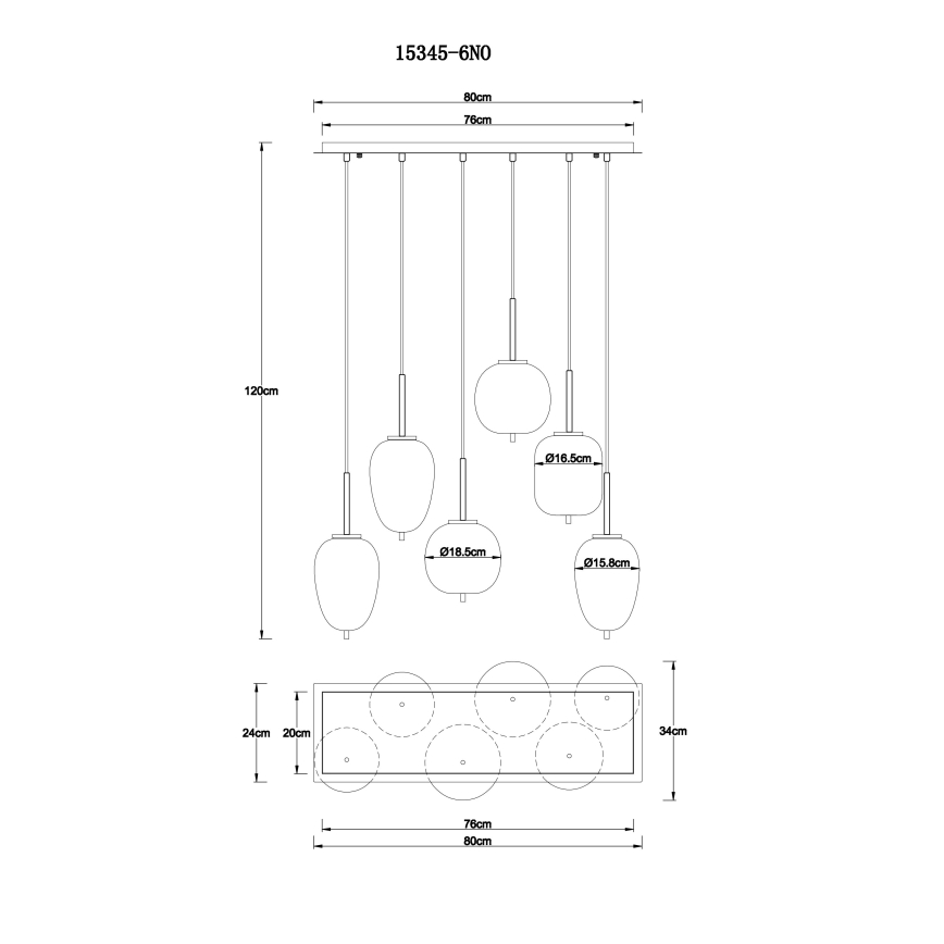 Globo - Lustr na lanku 6xE14/40W/230V lesklý chrom