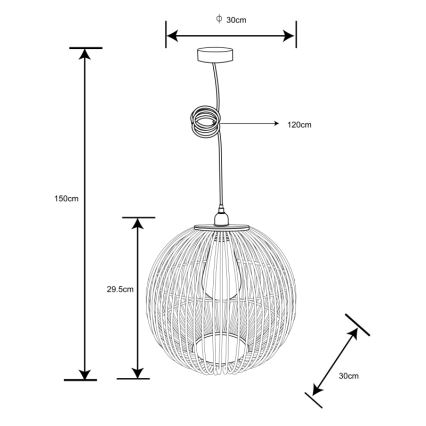 Globo - Lustr na lanku 1xE27/60W/230V bambus