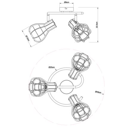 Globo - Bodové svítidlo 3xE27/40W/230V