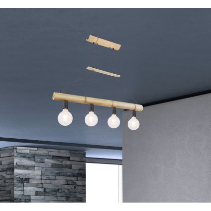 Globo - Lustr na lanku 4xE27/60W/230V bambus