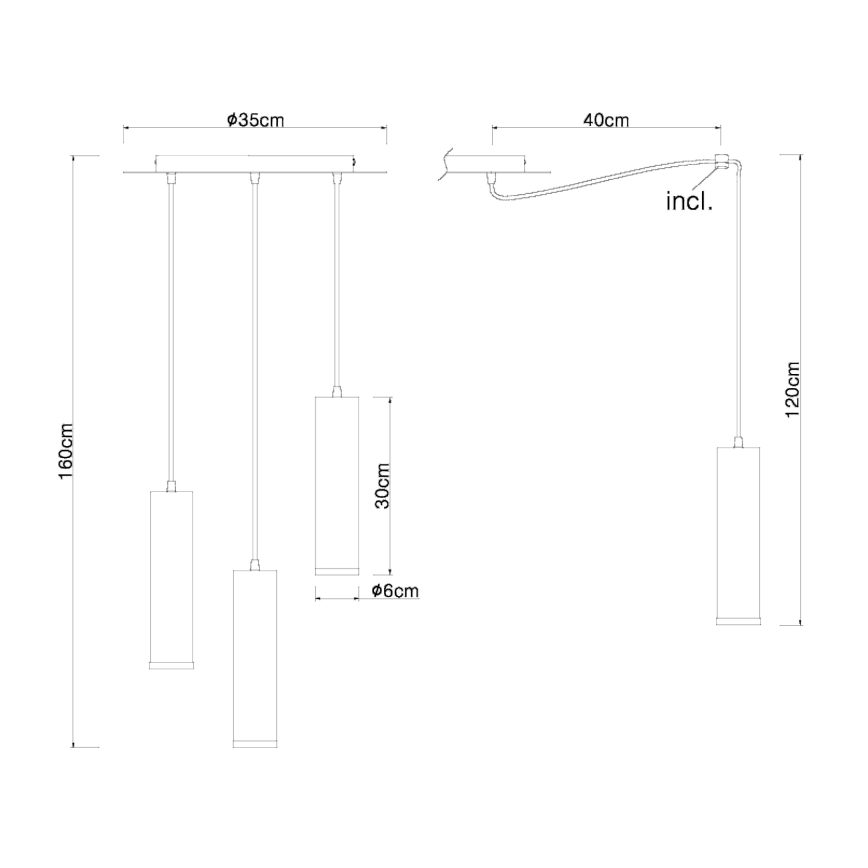 Globo - Lustr na lanku 3xE27/60W/230V černé dřevo