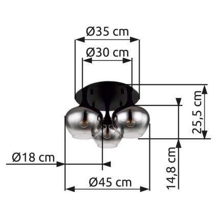 Globo - Přisazený lustr 3xE27/40W/230V pr. 45 cm černá