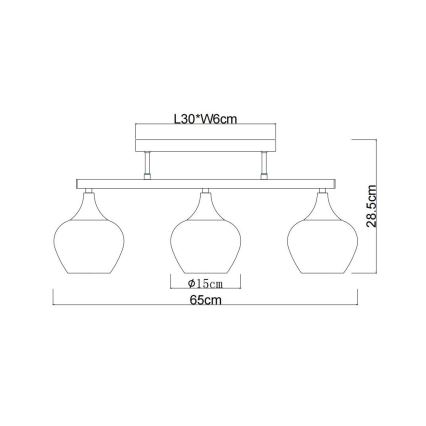 Globo - Přisazený lustr 3xE27/40W/230V černá