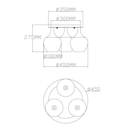 Globo - Přisazený lustr 3xE27/40W/230V antracit
