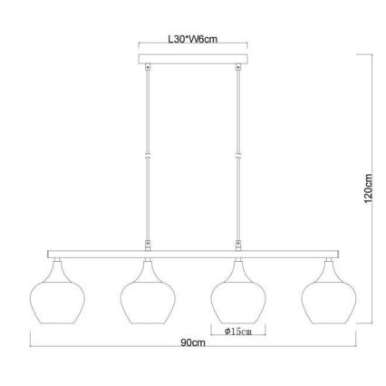 Globo - Lustr na lanku 4xE27/40W/230V černá