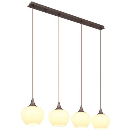 Globo - Lustr na lanku 4xE27/40W/230V bílá/hnědá