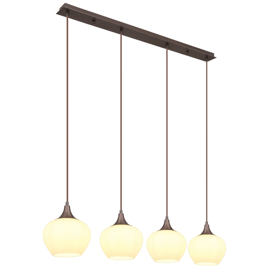Globo - Lustr na lanku 4xE27/40W/230V bílá/hnědá