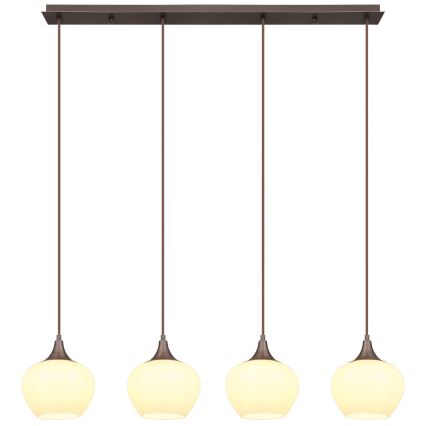 Globo - Lustr na lanku 4xE27/40W/230V bílá/hnědá