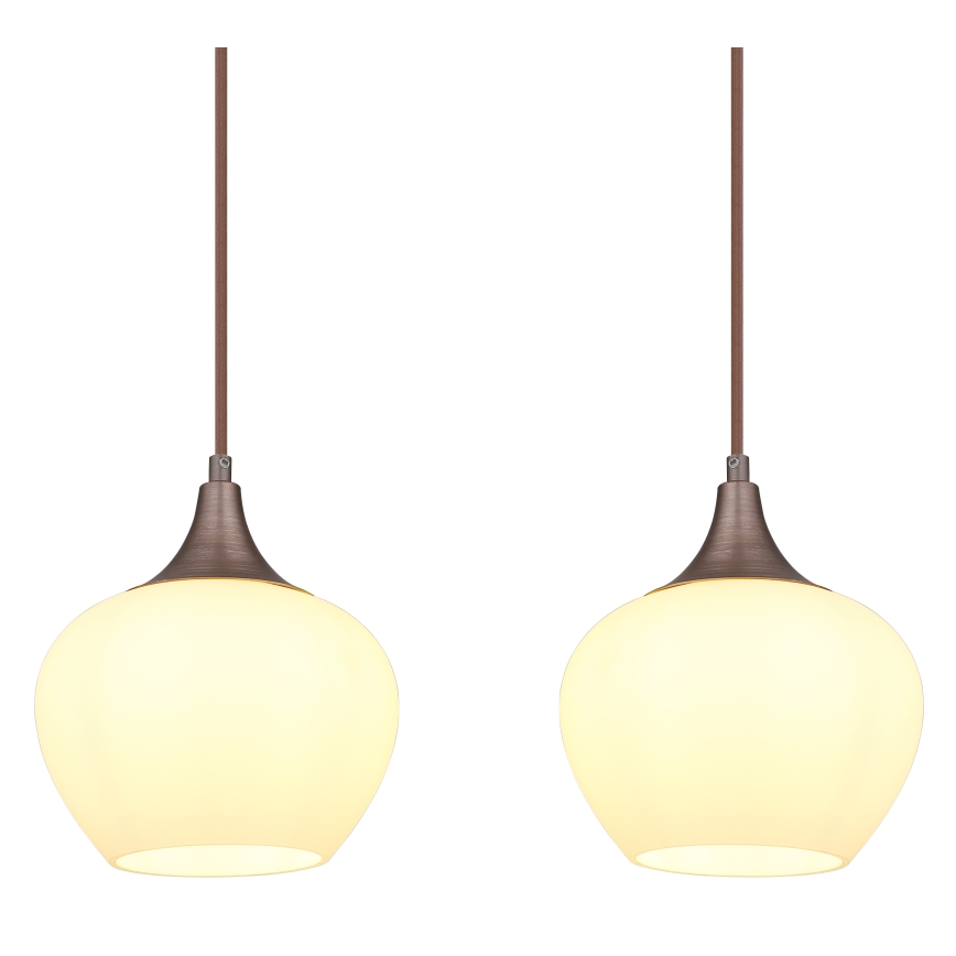 Globo - Lustr na lanku 4xE27/40W/230V bílá/hnědá