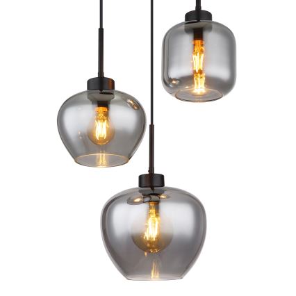 Globo - Lustr na lanku 3xE27/40W/230V černá