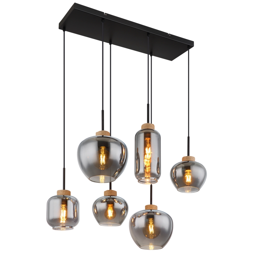 Globo - Lustr na lanku 6xE27/40W/230V černá