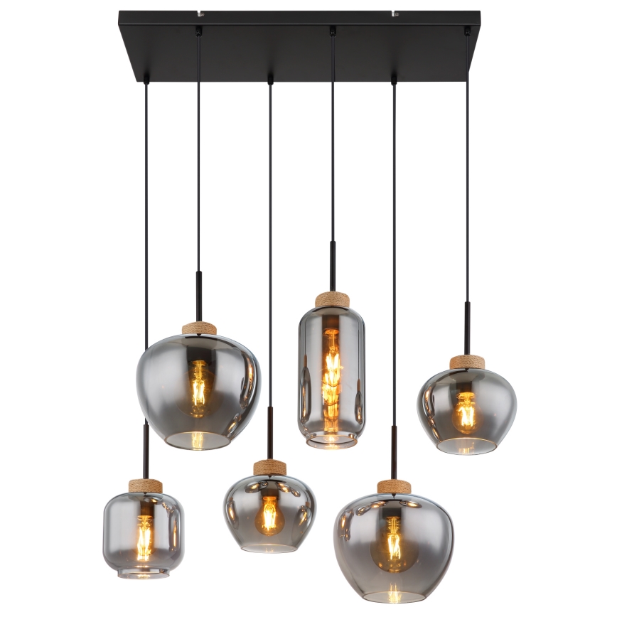 Globo - Lustr na lanku 6xE27/40W/230V černá