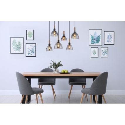 Globo - Lustr na lanku 6xE27/6W/230V černá/kouřová