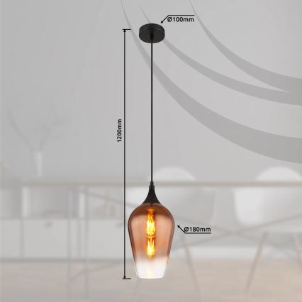 Globo - Lustr na lanku 1xE27/60W/230V pr. 18 cm měděná