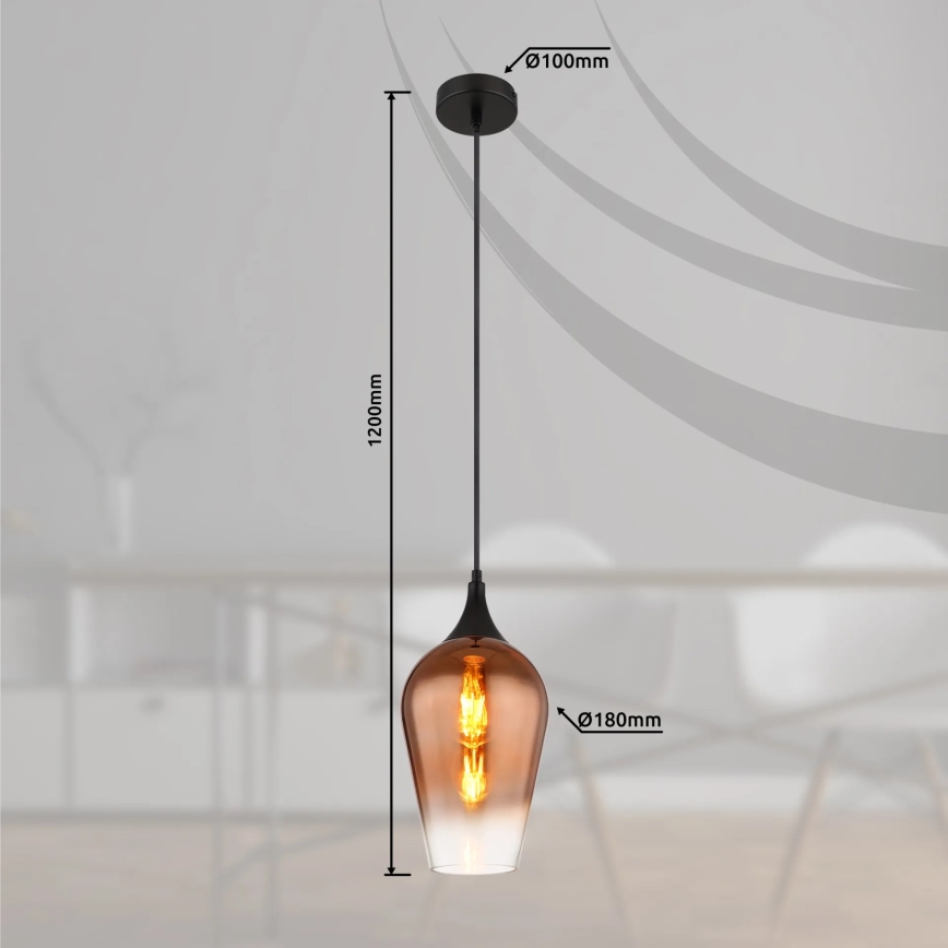 Globo - Lustr na lanku 1xE27/60W/230V pr. 18 cm měděná
