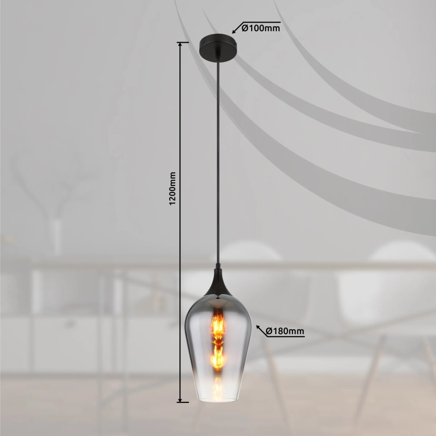Globo - Lustr na lanku 1xE27/60W/230V pr. 18 cm černá