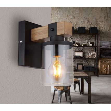 Globo - Nástěnná lampa 1xE27/60W/230V dub/kouřová