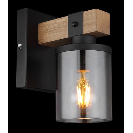 Globo - Nástěnná lampa 1xE27/60W/230V dub/kouřová
