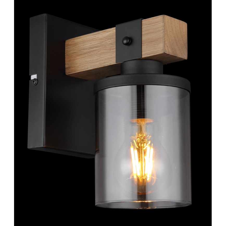 Globo - Nástěnná lampa 1xE27/60W/230V dub/kouřová
