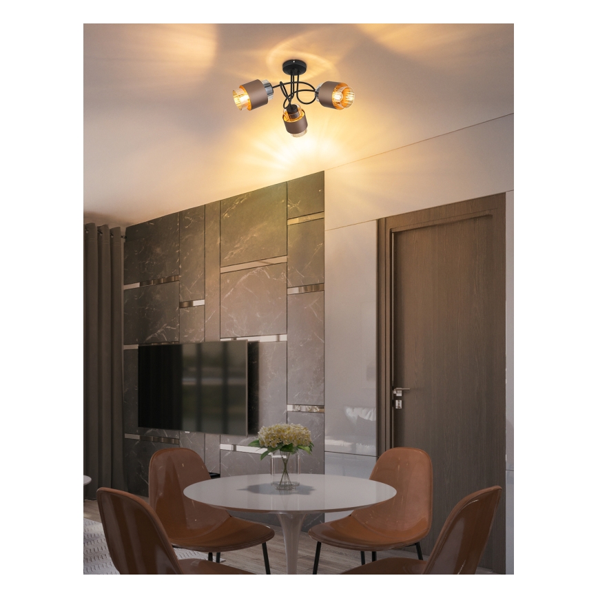 Globo - Přisazený lustr 3xE27/40W/230V černá/bronzová