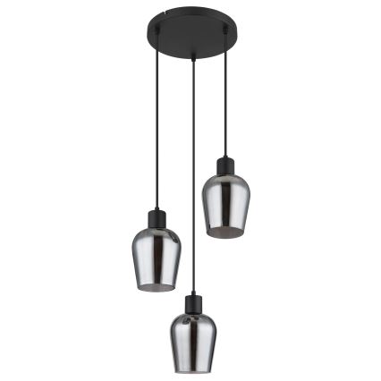 Globo - Lustr na lanku 3xE27/40W/230V pr. 28,5 cm černá
