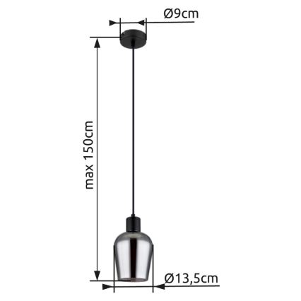 Globo - Lustr na lanku 1xE27/40W/230V pr. 13,5 cm černá