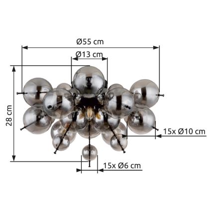 Globo - Přisazený lustr 3xE14/25W/230V pr. 55 cm černá