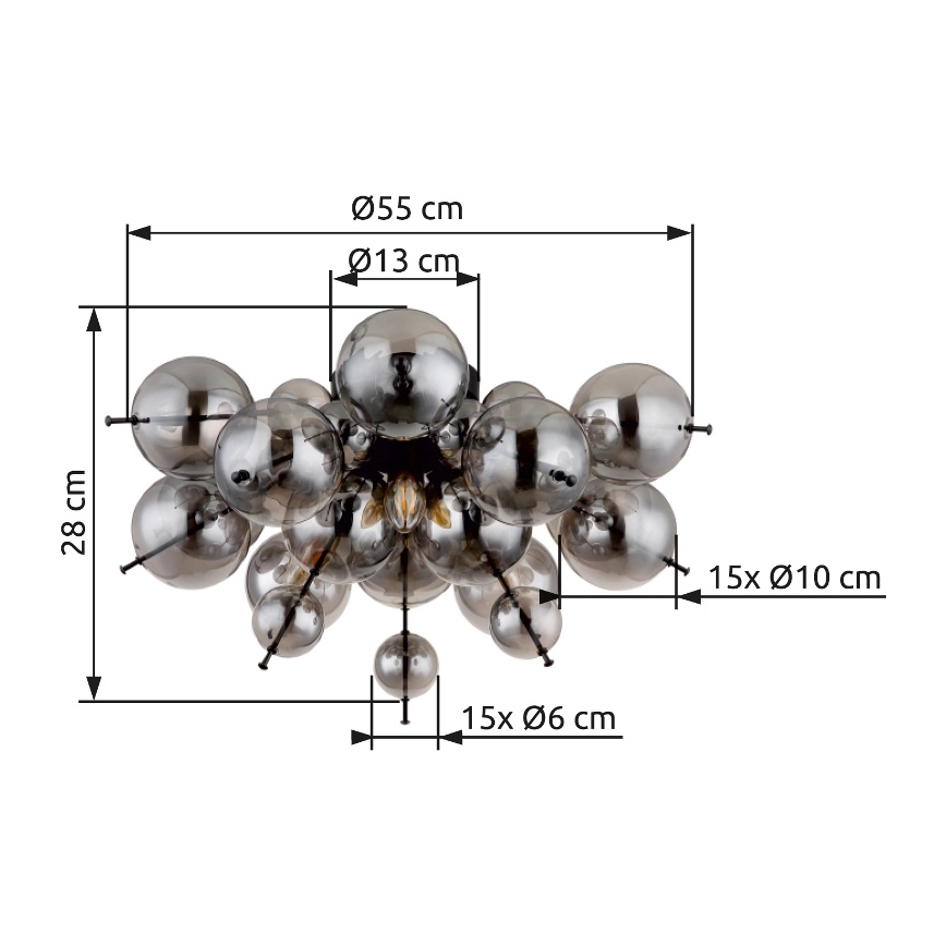 Globo - Přisazený lustr 3xE14/25W/230V pr. 55 cm černá