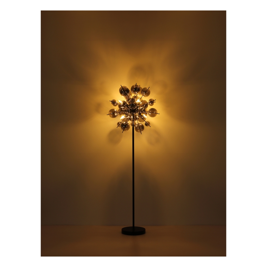Globo - Stojací lampa 6xE14/25W/230V černá/kouřová