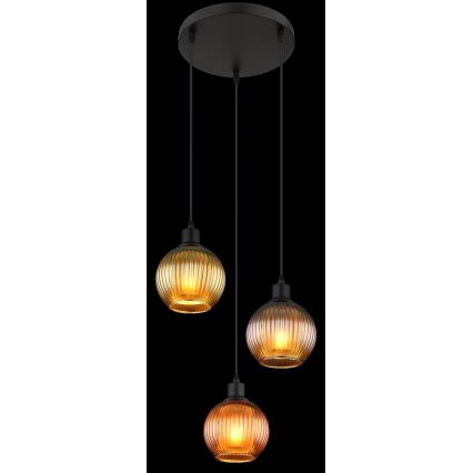 Globo - Lustr na lanku 3xE27/25W/230V pr. 36 cm měď/zelená/modrá