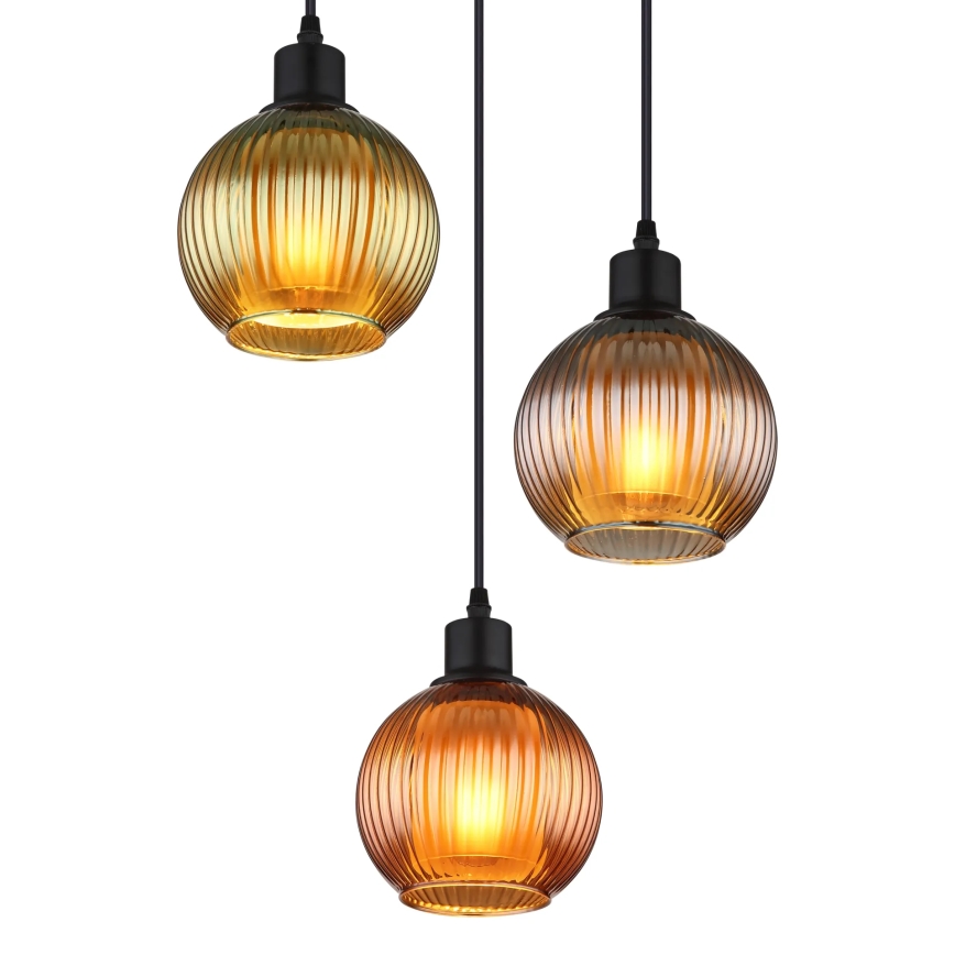 Globo - Lustr na lanku 3xE27/25W/230V pr. 36 cm měď/zelená/modrá
