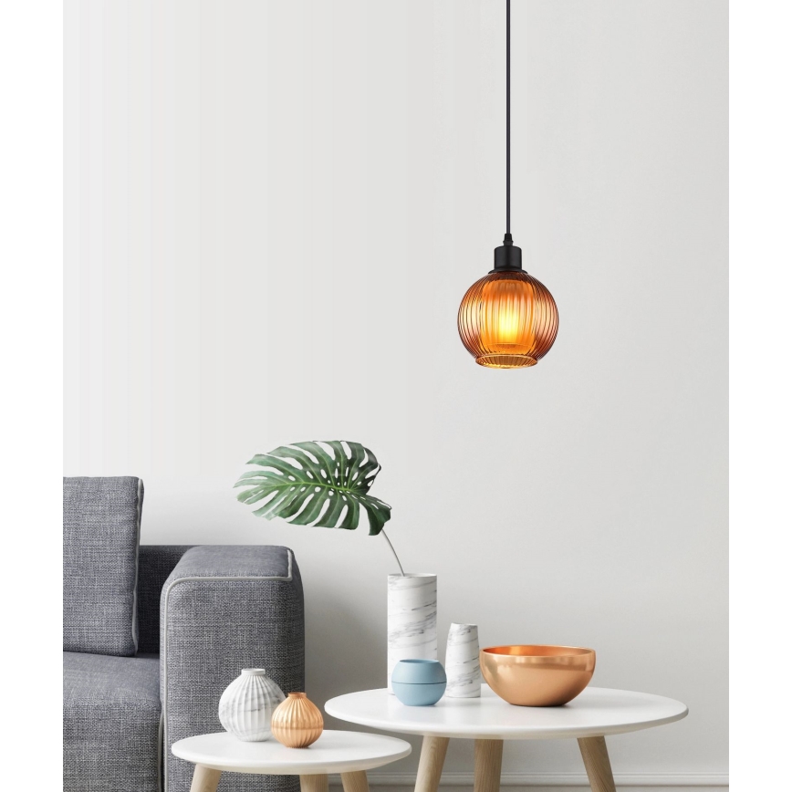 Globo - Lustr na lanku 1xE27/25W/230V pr. 15 cm měď