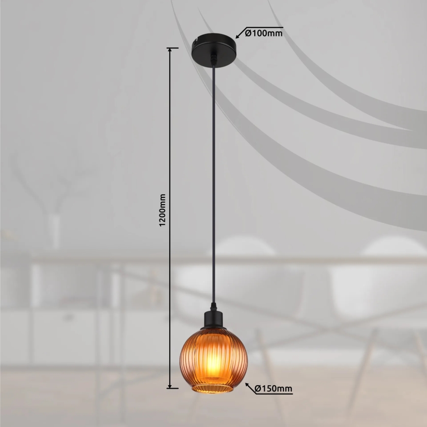 Globo - Lustr na lanku 1xE27/25W/230V pr. 15 cm měď