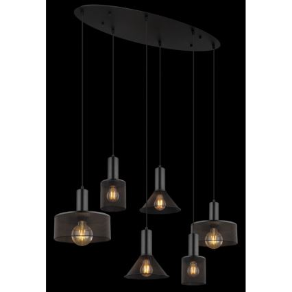 Globo 15648-6H - Lustr na lanku JEDD 6xE27/60W/230V černá