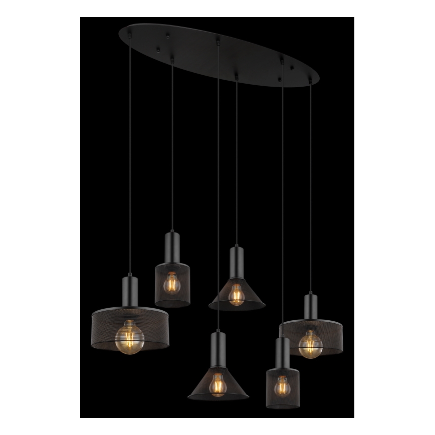 Globo 15648-6H - Lustr na lanku JEDD 6xE27/60W/230V černá