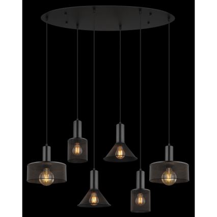 Globo 15648-6H - Lustr na lanku JEDD 6xE27/60W/230V černá