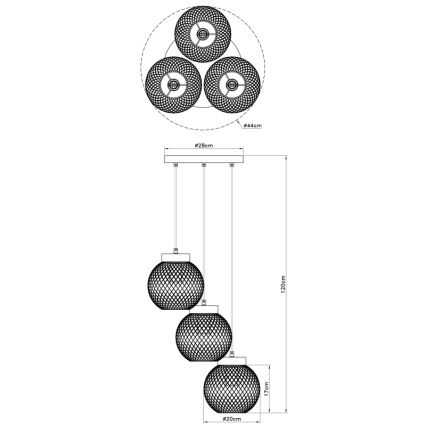 Globo - Lustr na lanku 3xE27/60W/230V