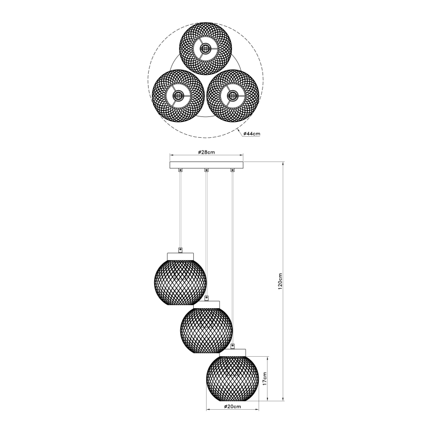 Globo - Lustr na lanku 3xE27/60W/230V