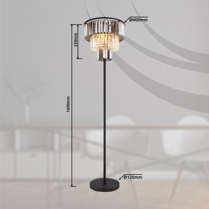 Globo - Stojací lampa 3xE27/40W/230V pr. 40 cm černá