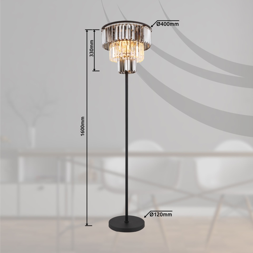 Globo - Stojací lampa 3xE27/40W/230V pr. 40 cm černá