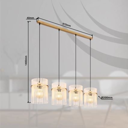 Globo - Lustr na lanku 4xE27/60W/230V zlatá