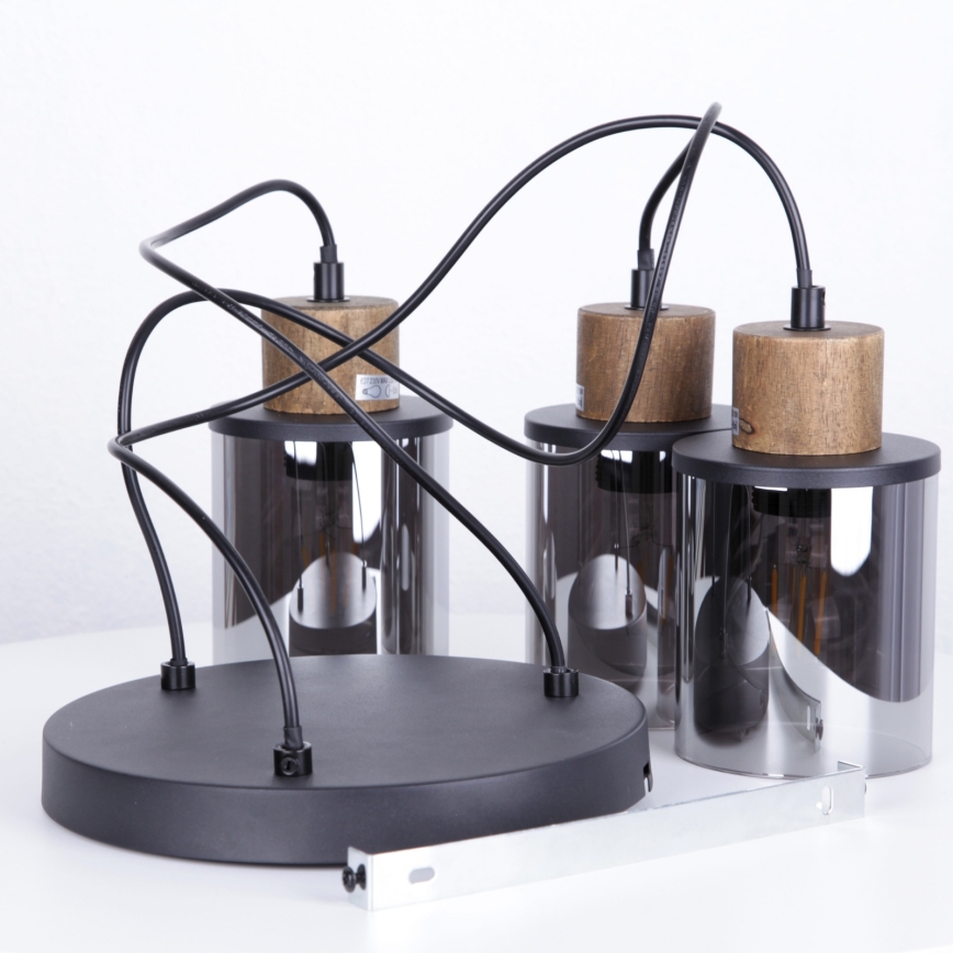 Globo - Lustr na lanku 3xE27/15W/230V pr. 27 cm dub