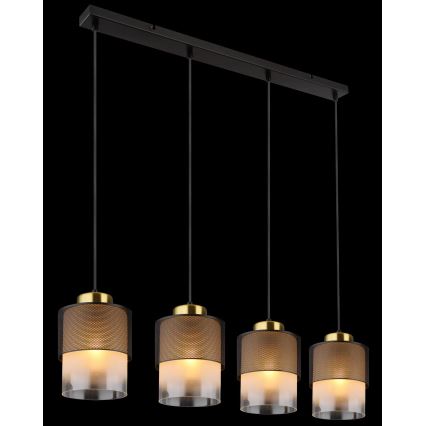 Globo - Lustr na lanku 4xE27/60W/230V černá/zlatá