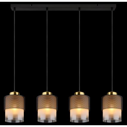 Globo - Lustr na lanku 4xE27/60W/230V černá/zlatá
