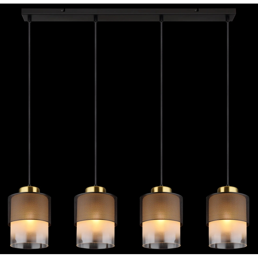 Globo - Lustr na lanku 4xE27/60W/230V černá/zlatá