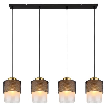 Globo - Lustr na lanku 4xE27/60W/230V černá/zlatá