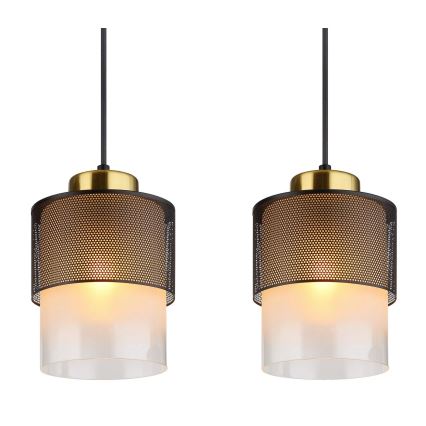 Globo - Lustr na lanku 4xE27/60W/230V černá/zlatá