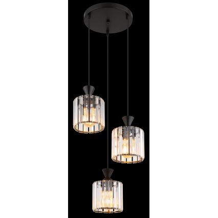 Globo - Lustr na lanku 3xE27/60W/230V pr. 32 cm černá
