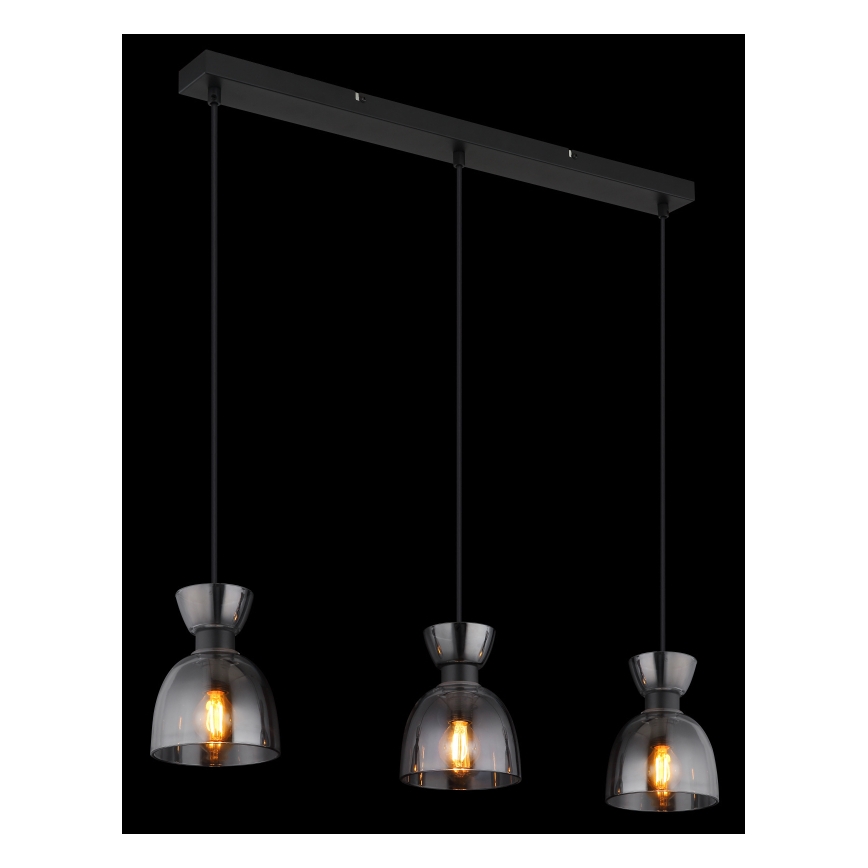 Globo - Lustr na lanku 3xE14/40W/230V černá/kouřová