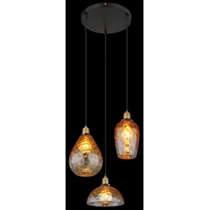 Globo - Lustr na lanku 3xE27/60W/230V pr. 46 cm oranžová
